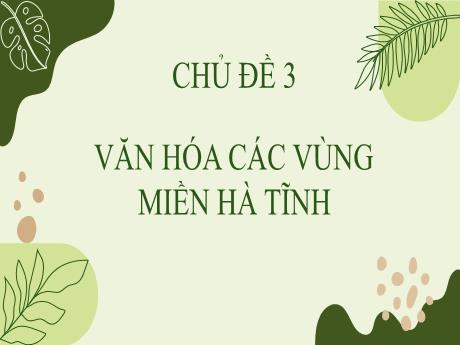 Bài giảng Giáo dục địa phương (Hà Tĩnh) Lớp 8 - Chủ đề 3: Văn hóa các vùng miền Hà Tĩnh