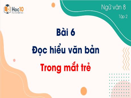 Bài giảng Ngữ văn 8 - Bài 6: Đọc hiểu văn bản Trong mắt trẻ
