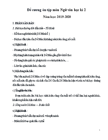 Đề cương ôn tập học kì II Ngữ văn 6 - Năm học 2019-2020 - Trường THCS Thanh An