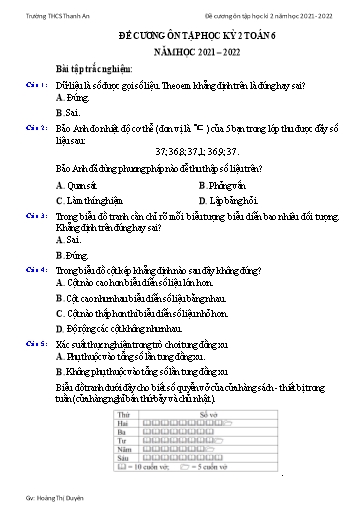 Đề cương ôn tập học kỳ II môn Toán 6 - Năm học 2021-2022 - Trường THCS Thanh An