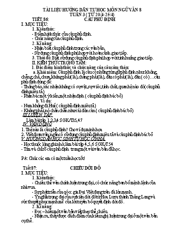 Giáo án Ngữ văn 8 - Tuần 20/4 đến 25/4 - Câu phủ định & Chiếu dời đô