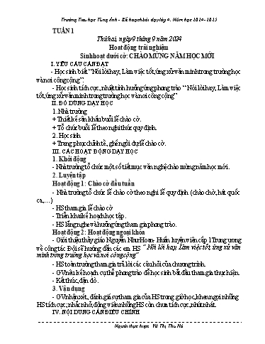 Kế hoạch bài dạy Lớp 4 - Tuần 1 - Năm học 2024-2025 - Võ Thị Thu Hà