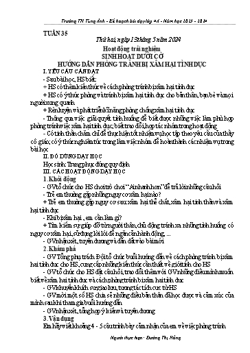 Kế hoạch bài dạy Lớp 4 - Tuần 35 - Năm học 2023-2024 - Đường Thị Hồng