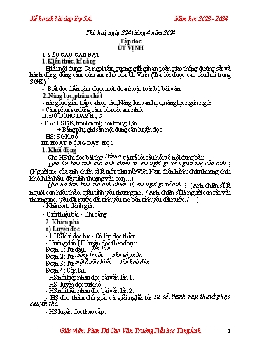 Kế hoạch bài dạy Lớp 5 - Tuần 32 - Năm học 2023-2024 - Phan Thị Cao Vân