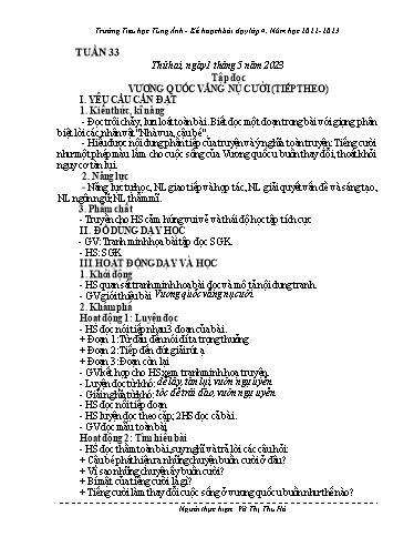 Kế hoạch bài dạy Tổng hợp Lớp 4 - Tuần 33 - Năm học 2022-2023 - Võ Thị Thu Hà