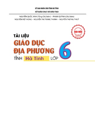 Tài liệu Giáo dục địa phương Lớp 6 (Tỉnh Hà Tĩnh)